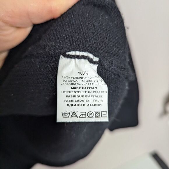 Gran Sasso Italy 100% Wool Sweater XL Black Gray 1/4 Button Front High Quality - Picture 3 of 9